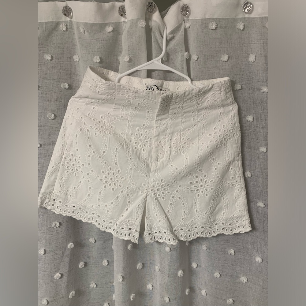 White embroidered shorts